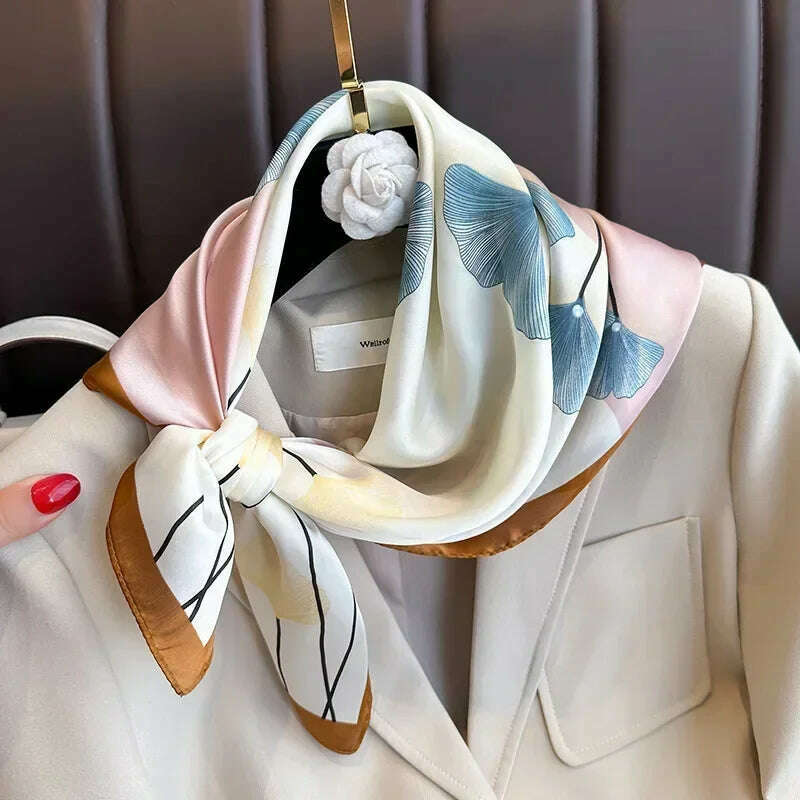 Luxury Design Print Silk Square Scarf Women Soft Satin Horse Hairband Neckerchief Office Hijab Headband Foulard Bag Ribbons Gift - D&M Boutique