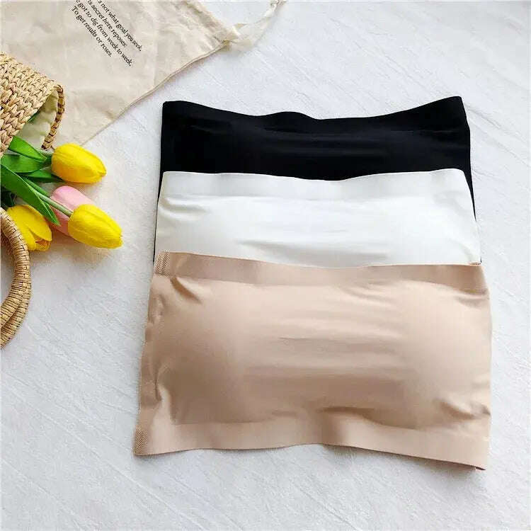 Ice Silk Strapless Bra: Seamless Crop Tube Top Bralette for Women - D&M Boutique