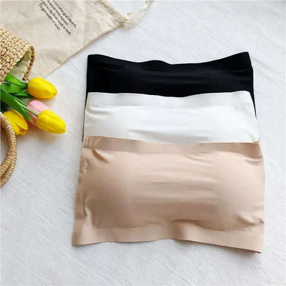 Ice Silk Strapless Bra: Seamless Crop Tube Top Bralette for Women - D&M Boutique
