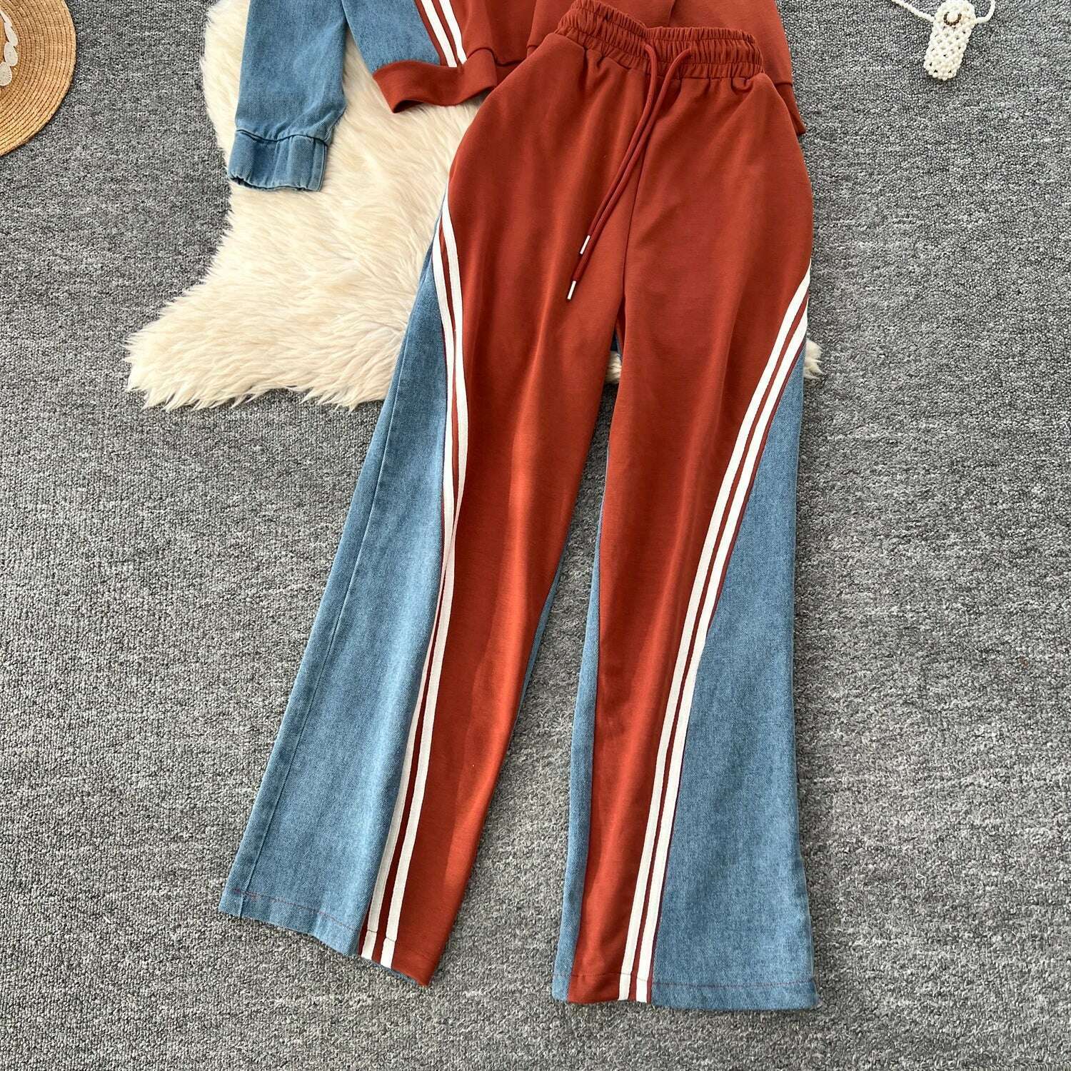 SINGREINY Autumn Casual 2-Piece Set, O-Neck Top & Drawstring Pants - D&M Boutique
