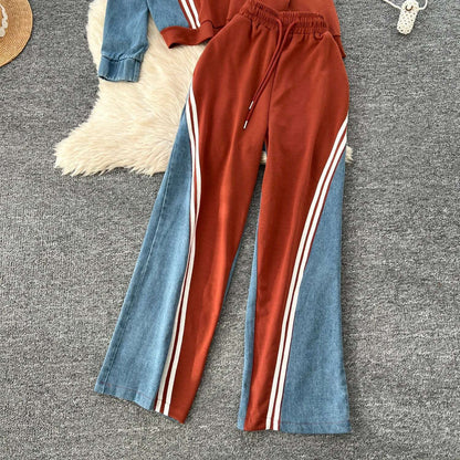 SINGREINY Autumn Casual 2-Piece Set, O-Neck Top & Drawstring Pants - D&M Boutique