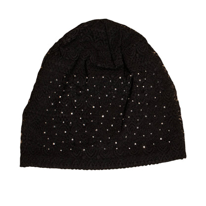 Women Fashion Lace Beanies Cap Rhinestone flower lace breathable spring summer beanie caps