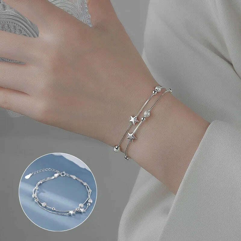 Luxury 925 Sterling Silver Star Beaded Bracelet for Women - D&M Boutique