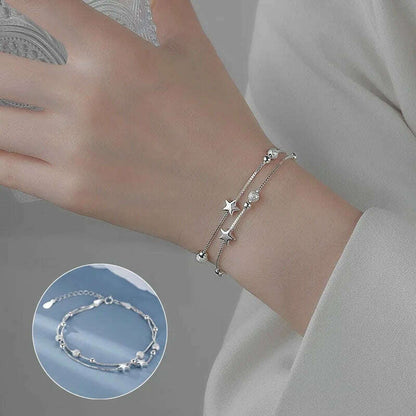 Luxury 925 Sterling Silver Star Beaded Bracelet for Women - D&M Boutique