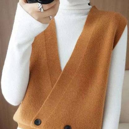 2024 Knitted Cardigan Vest: Loose, Casual Sleeveless Sweater