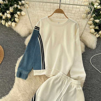 SINGREINY Autumn Casual 2-Piece Set, O-Neck Top & Drawstring Pants - D&M Boutique