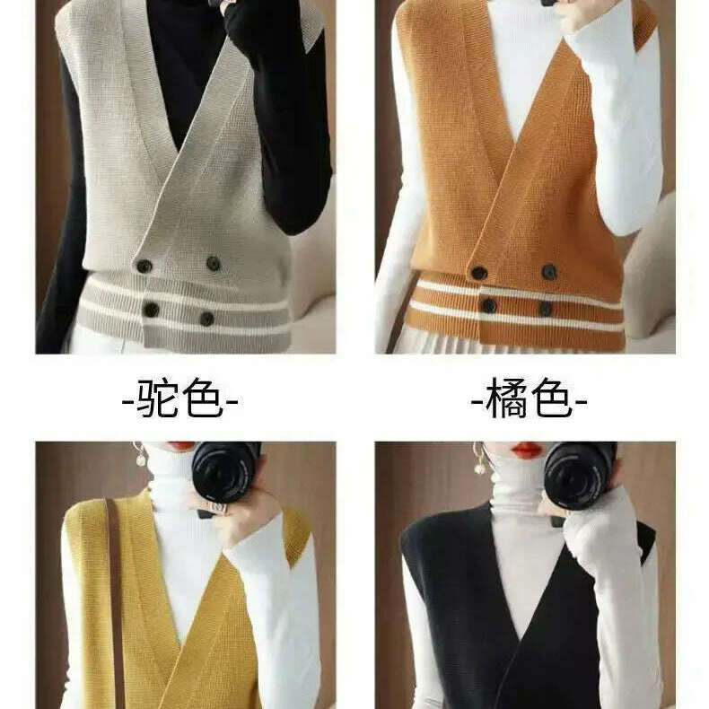 2024 Knitted Cardigan Vest: Loose, Casual Sleeveless Sweater