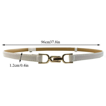 New Fashion Leather Thin Belt for Women with Metal Buckle