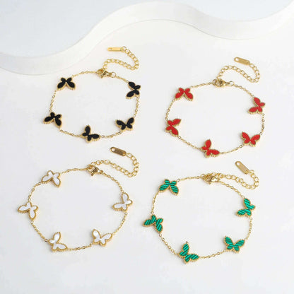 Hot Sale Luxury Stainless Steel Insect Butterfly Bracelet Simple for Woman Casual Holiday Party Jewelry Accessories Clover