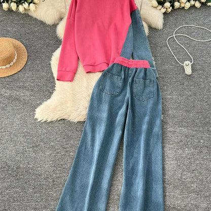 SINGREINY Autumn Casual 2-Piece Set, O-Neck Top & Drawstring Pants - D&M Boutique