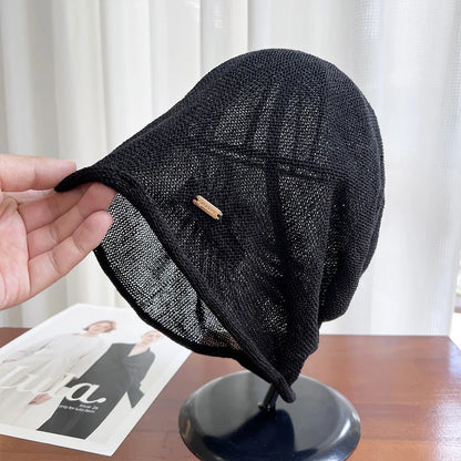 Japanese Fashion Mesh Breathable Linen Beanie Man Woman Casual Elegant Skull Cap Pullover Hats Headscarf Spring Summer Autumn