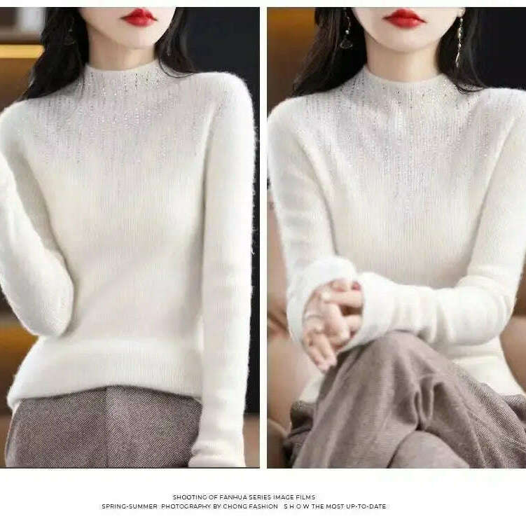 Diamond High Neck Sweater: Women's Autumn/Winter Knit - D&M Boutique 