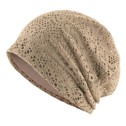 Women's Knitted Lace Lightweight Slouchy Hat Spring Summer Breathable Elegant Design Beanie For Lady Outdoor Casual Outfits