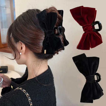Velvet Double-Sided Bow Hair Clips - D&M Boutique