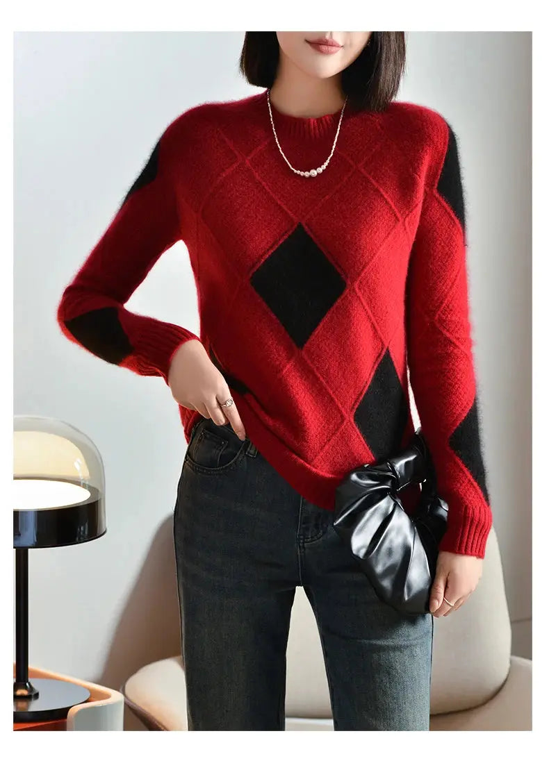 100% Wool O-Neck Sweater: Women’s Autumn/Winter Pullover - D&M Boutique