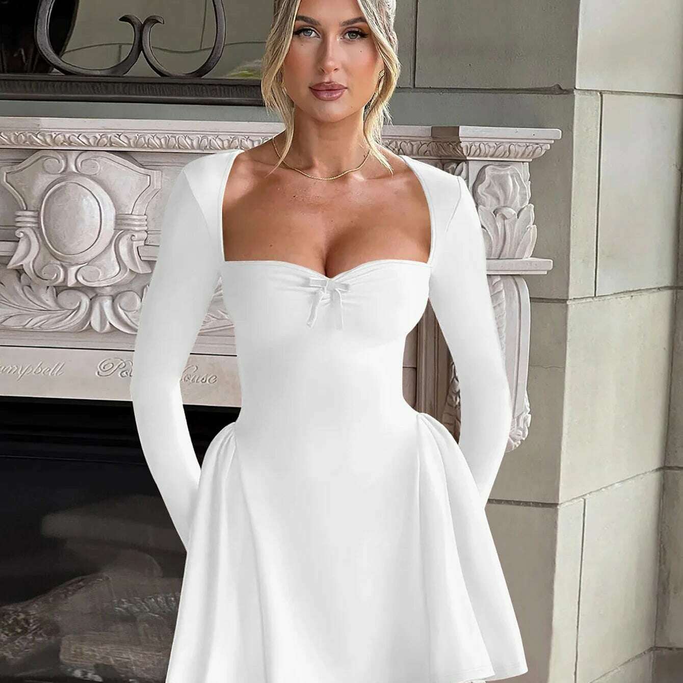 Dulzura Slit Flare Sleeve A-Line Mini Dress
