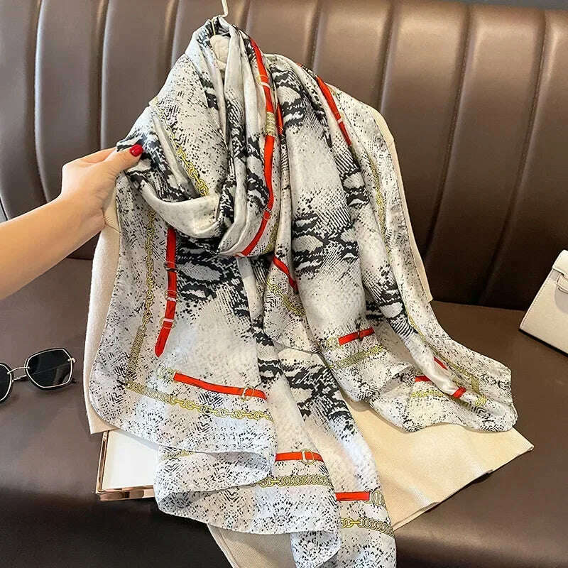 2023 Autumn Winter New Imitated Silk Scarf Women 180*90cm Outdoor Large Size Soft Silky Scarf Beach Long Luxury Scarf Lady Hijab - D&M Boutique