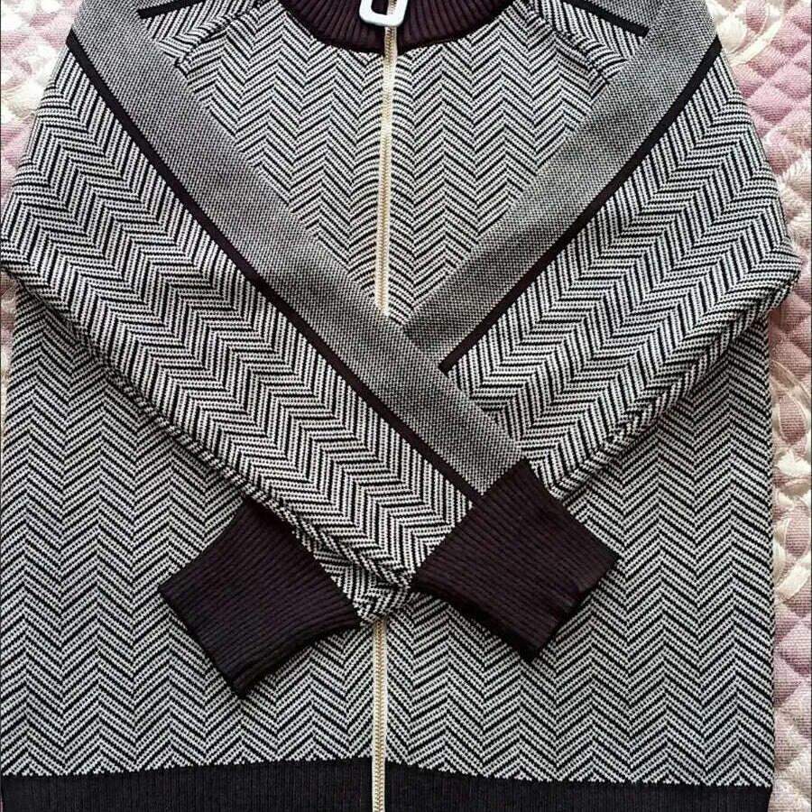 Korean Fashion 2-Piece Set, Half Turtleneck Knit Jacket & Jogger Pants - D&M Boutique