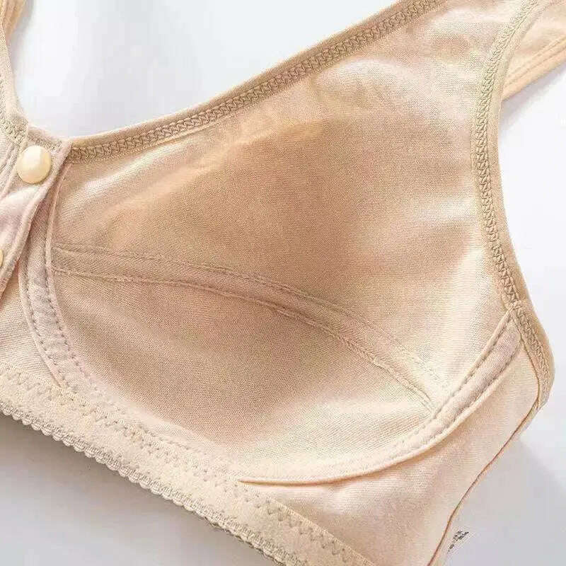 Front Button Wireless Cotton Bra: Anti-Sagging - D&M Boutique 