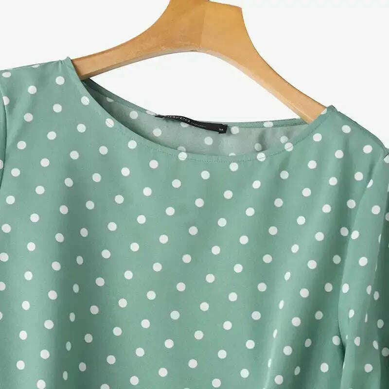 ZANZEA Casual Polka Dots Blouse: Half Sleeve, O-Neck, Oversize Tunic - D&M Boutique 
