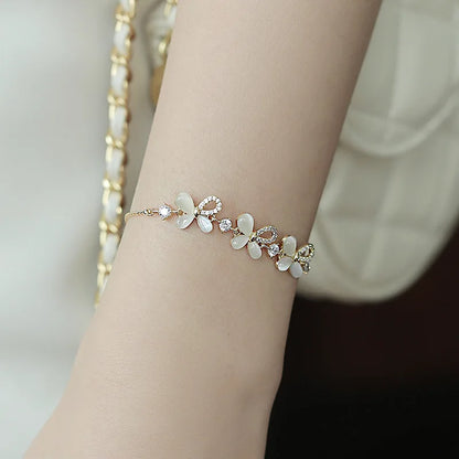 Korean Luxury Zircon Flower Adjustable Bracelet for Women Elegant Love Heart Butterfly Round Shiny Wedding Bracelet Jewelry Gift - D&M Boutique