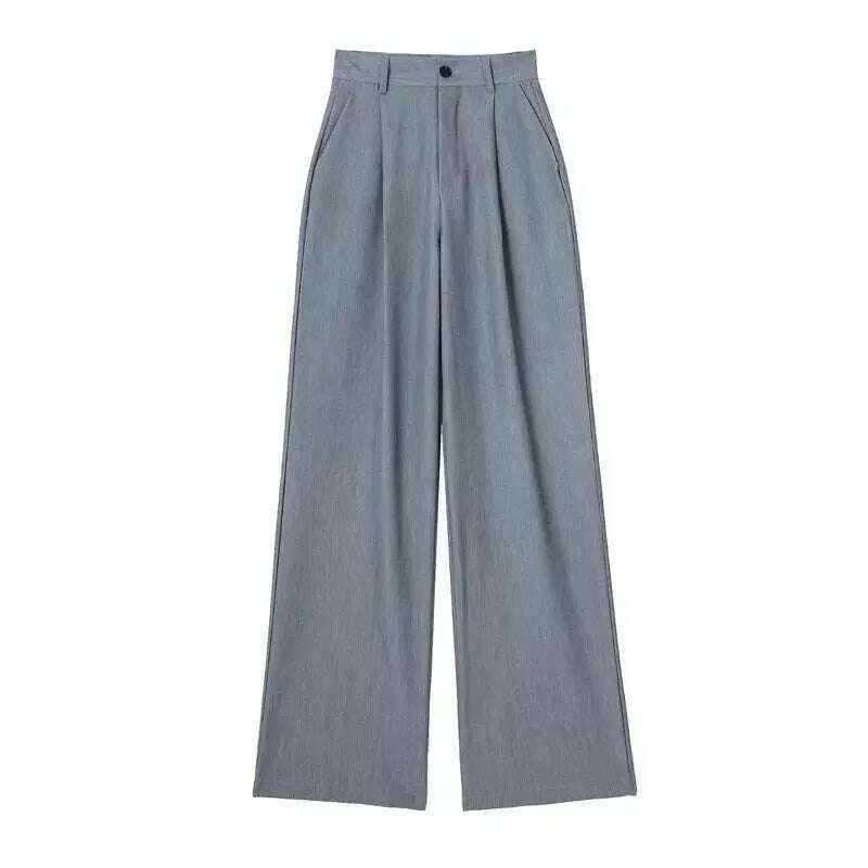TRAF Women’s Formal Pants – Striped, High Waist, Baggy Wide Leg - D&M Boutique 