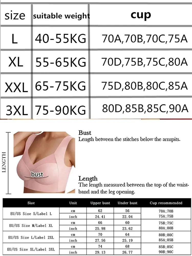 2 PCS Seamless Bra Set: Large Size, No Steel Ring, Comfortable - D&M Boutique