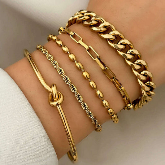 Stainless Steel Bracelets Set Fashionable Atmosphere Chain Gorgeous Bracelets Set For Women Jewelry Luxury Gift Recommendations - D&M Boutique