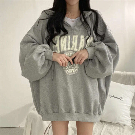 2024 Women's Oversized Casual Warm Zipper Hoodie Jacket