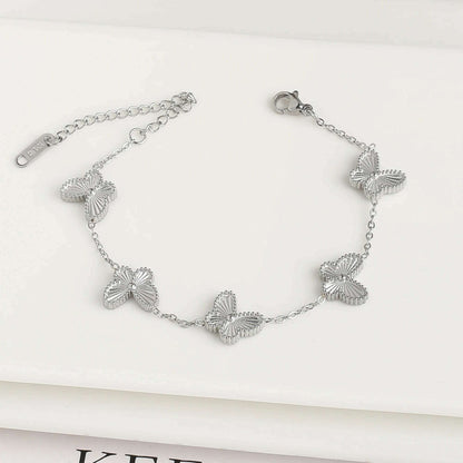 Hot Sale Luxury Stainless Steel Insect Butterfly Bracelet Simple for Woman Casual Holiday Party Jewelry Accessories Clover
