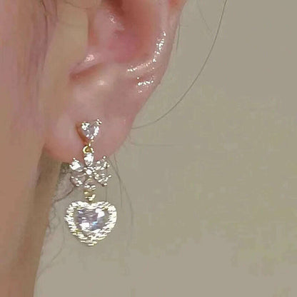 2024 Flower Love Zircon Gold Stud Earrings