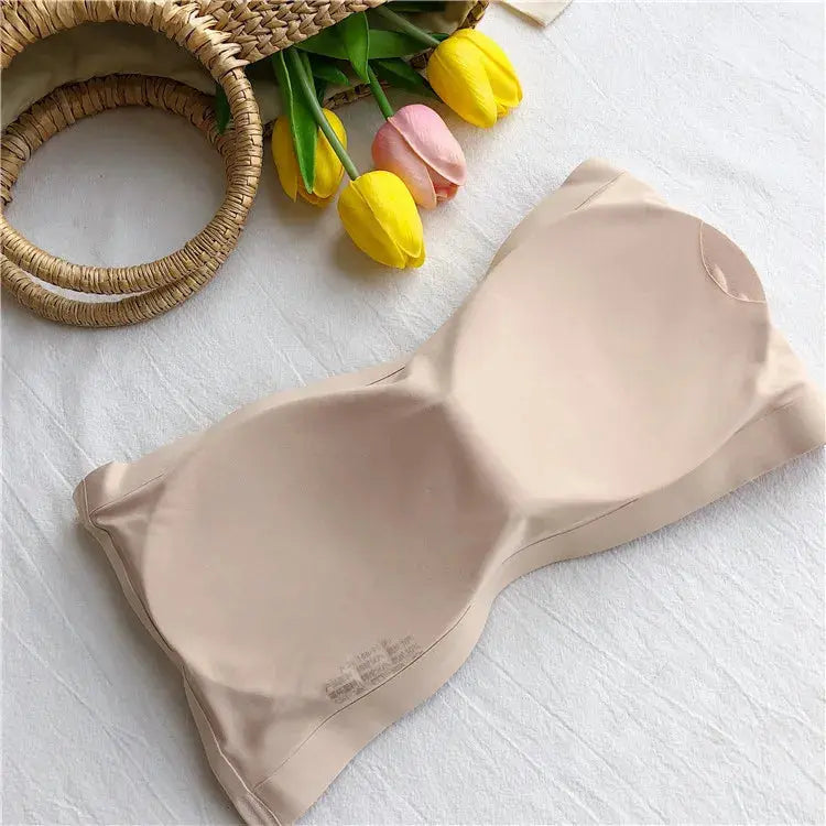 Ice Silk Strapless Bra: Seamless Crop Tube Top Bralette for Women - D&M Boutique
