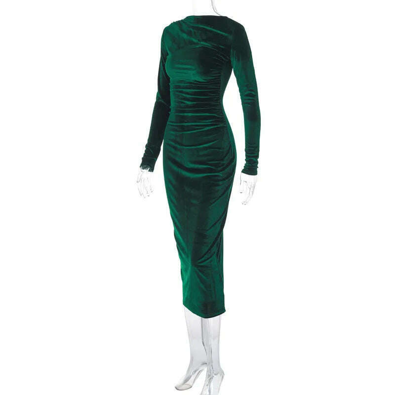 Dulzura 2024 Velvet Long Sleeve Midi Dress for Women