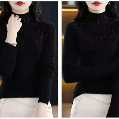 Diamond High Neck Sweater: Women's Autumn/Winter Knit - D&M Boutique 