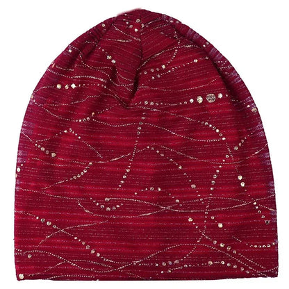 Women Summer Lace Rhinestone Breathable Sunscreen Sun Hat Female Fashion Spring Autumn Windproof Warm Black Cap Headscarf K39