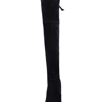 LINLING Faux Suede Over-the-Knee Lace-Up Boots