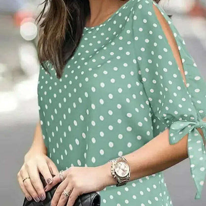ZANZEA Casual Polka Dots Blouse: Half Sleeve, O-Neck, Oversize Tunic - D&M Boutique 