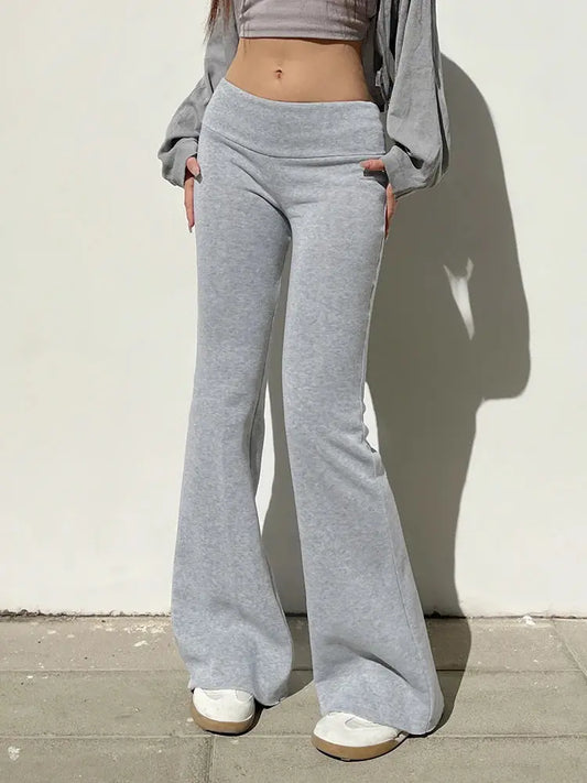 Gray Slim Low Waist Sweatpants – Casual, Flared & Comfortable - D&M Boutique