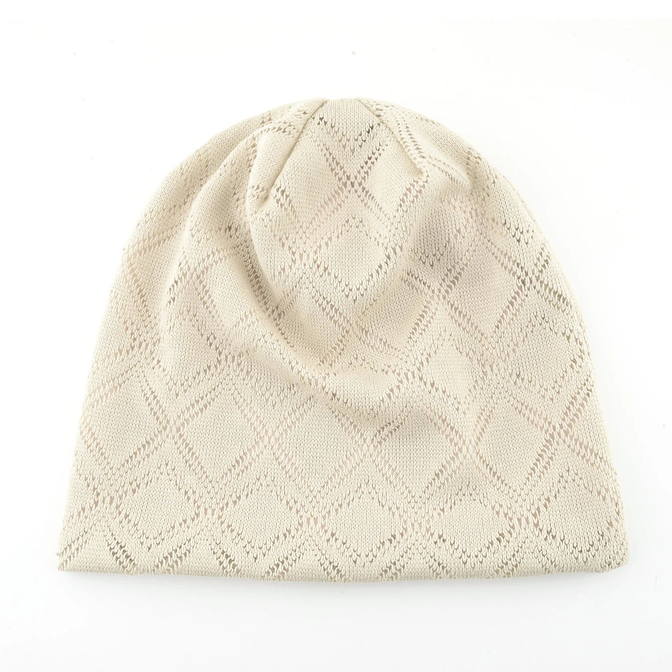 Women's Knit Diamond Mesh Slouchy Beanie Breathable Spring Summer Hat Lightweight Casual Outdoor Beanies Soft Sleep Bonnet Cap