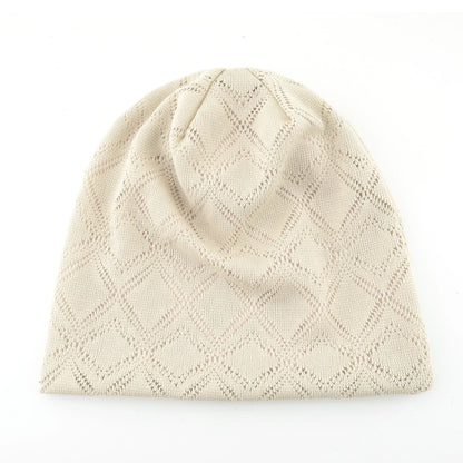 Women's Knit Diamond Mesh Slouchy Beanie Breathable Spring Summer Hat Lightweight Casual Outdoor Beanies Soft Sleep Bonnet Cap