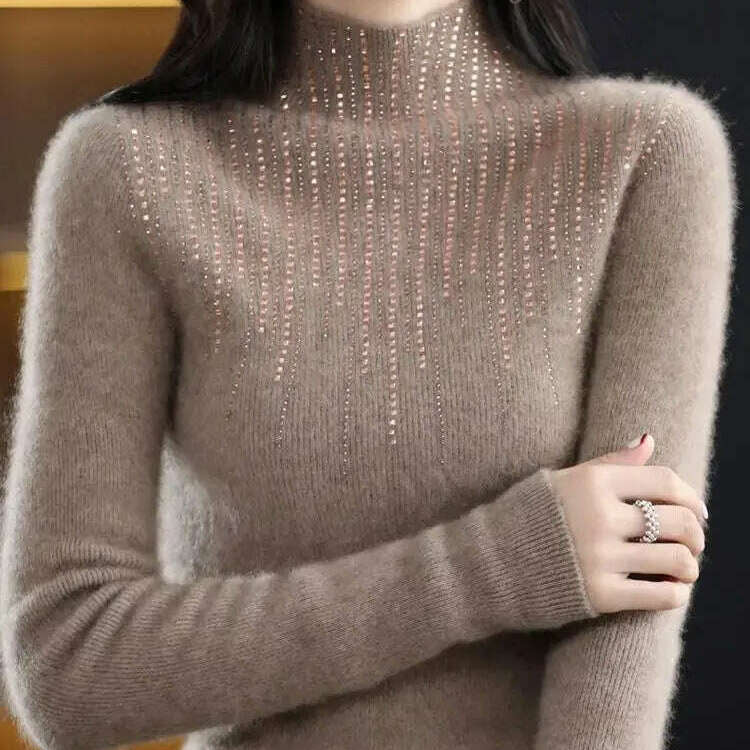 Diamond High Neck Sweater: Women's Autumn/Winter Knit - D&M Boutique 