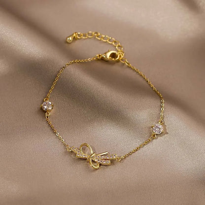 Korean Luxury Zircon Flower Adjustable Bracelet for Women Elegant Love Heart Butterfly Round Shiny Wedding Bracelet Jewelry Gift - D&M Boutique