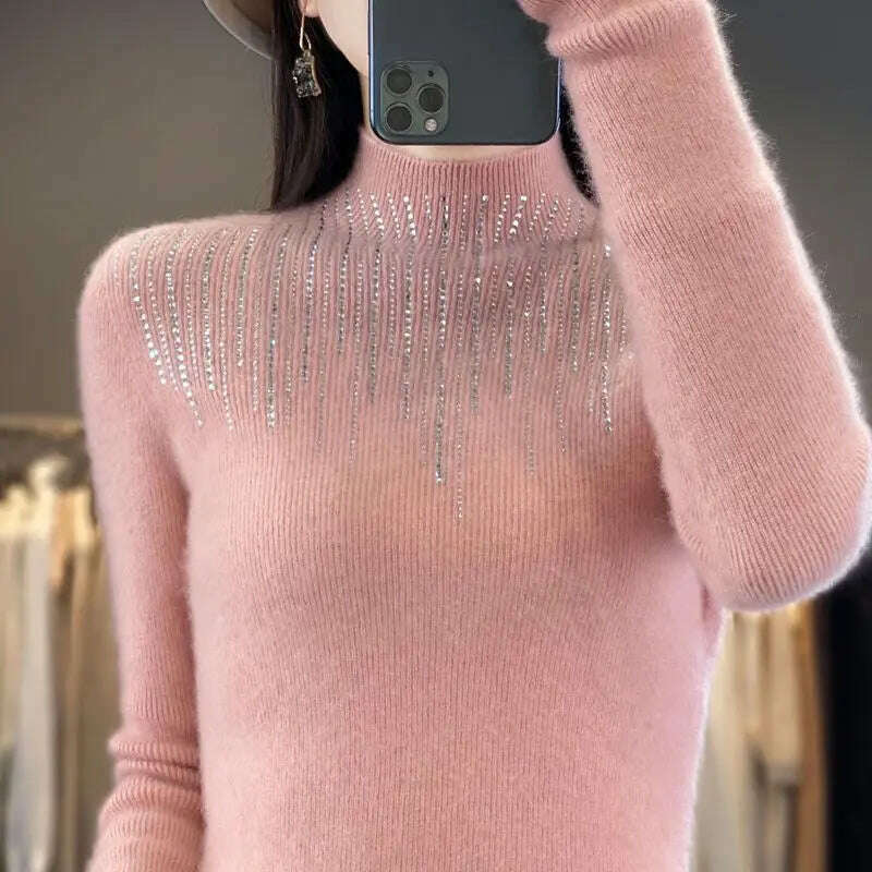 Diamond High Neck Sweater: Women's Autumn/Winter Knit - D&M Boutique 