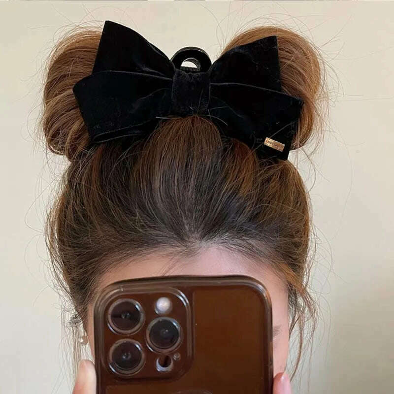 Velvet Double-Sided Bow Hair Clips - D&M Boutique