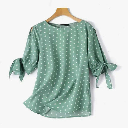 ZANZEA Casual Polka Dots Blouse: Half Sleeve, O-Neck, Oversize Tunic - D&M Boutique 
