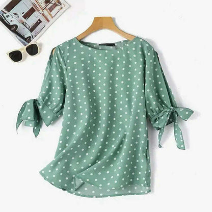 ZANZEA Casual Polka Dots Blouse: Half Sleeve, O-Neck, Oversize Tunic - D&M Boutique 