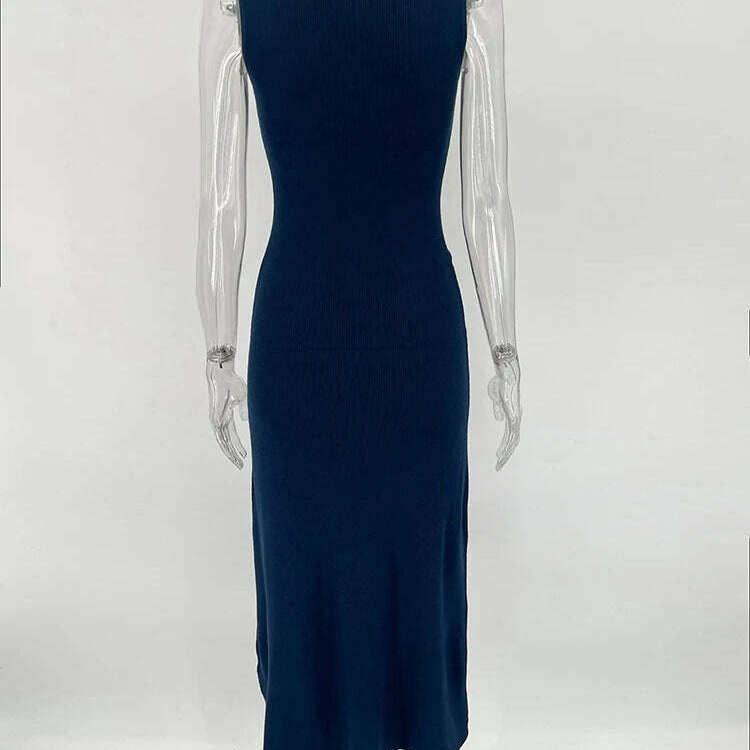 TARUXY Elegant Sleeveless Ribbed Knitwear Long Dress