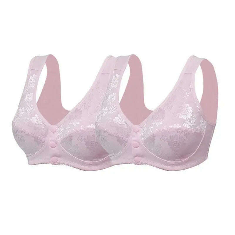Front Button Wireless Cotton Bra: Anti-Sagging - D&M Boutique 
