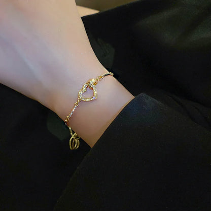 Korean Luxury Zircon Flower Adjustable Bracelet for Women Elegant Love Heart Butterfly Round Shiny Wedding Bracelet Jewelry Gift - D&M Boutique