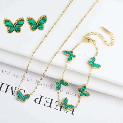 Hot Sale Luxury Stainless Steel Insect Butterfly Bracelet Simple for Woman Casual Holiday Party Jewelry Accessories Clover